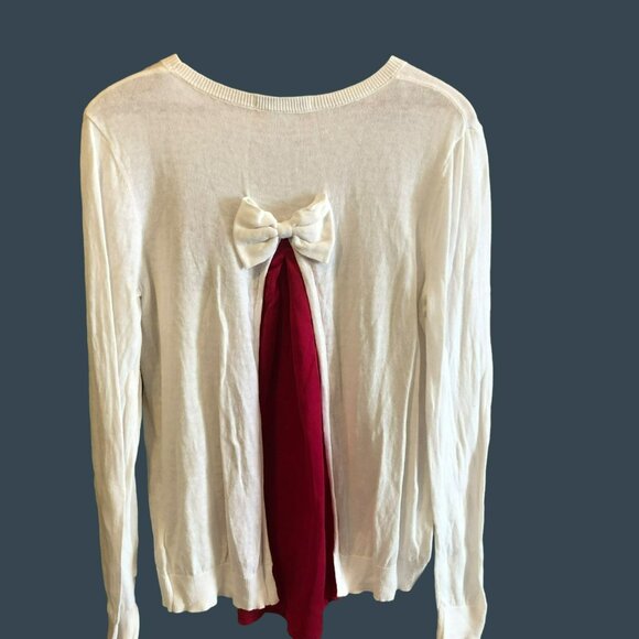 Disney Parks Minnie Mouse Sweater Women's Sz M Bow Flare Lightweight Rhinestones - Picture 4 of 8